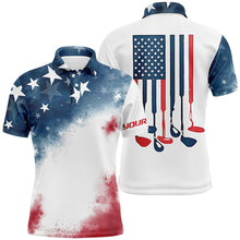 Load image into Gallery viewer, Watercolor American Flag Mens Golf Polo Shirts Patriotic Usa Golf Shirts For Men Cool Golf Gifts LDT0497