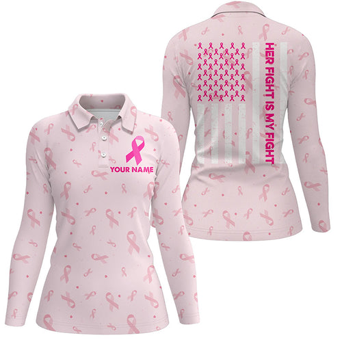 Cute Ribbon Breast Cancer Awareness Pink Golf Polo Shirts American Flag Golf Shirts For Women LDT0501