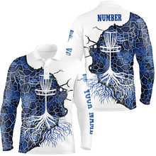 Load image into Gallery viewer, Blue Camo Mens Disc Golf Polo Shirt Geometric Custom Disc Golf Tops For Men Disc Golf Gifts LDT1034
