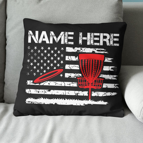 Retro American Flag Disc Golf Pasket Custom Pillow Personalized Disc Golf Gifts LDT1227