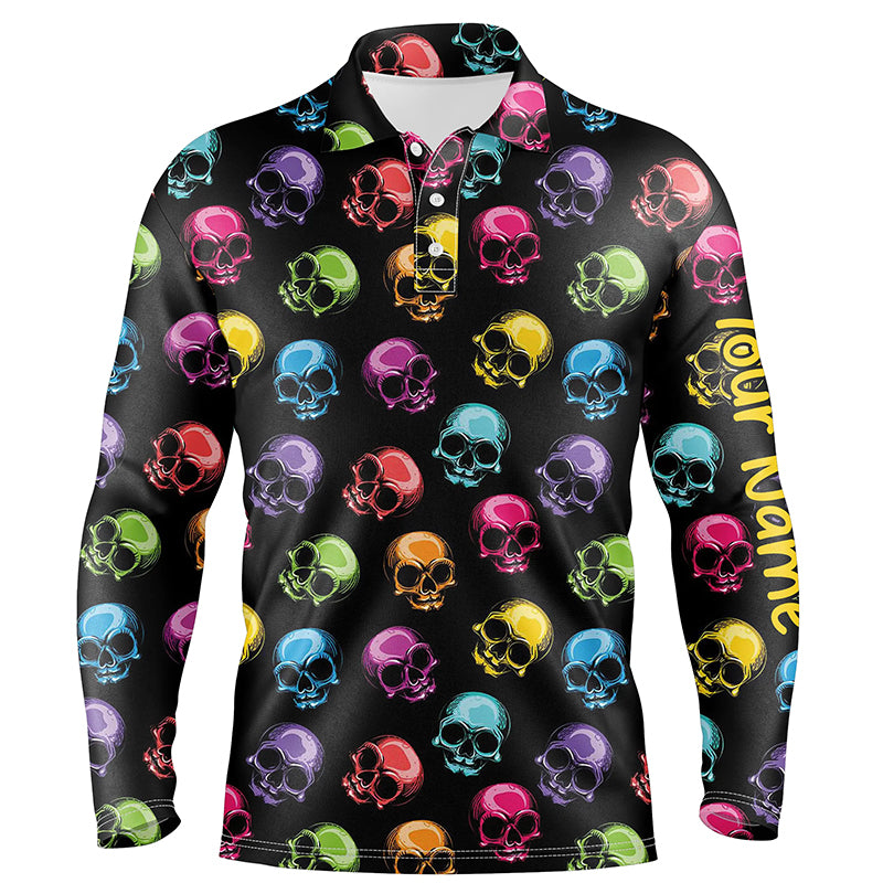 Colorful Skull Golf Polo Shirts Personalized Halloween Golf Shirts For Men, Crazy Golf Gifts LDT0224
