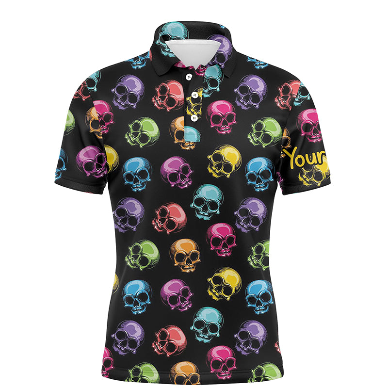 Colorful Skull Golf Polo Shirts Personalized Halloween Golf Shirts For ...