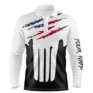 Ripped American Flag Golf Polo Shirts Custom Usa Golf Shirts For Men, Patriotic Golf Gifts LDT0229