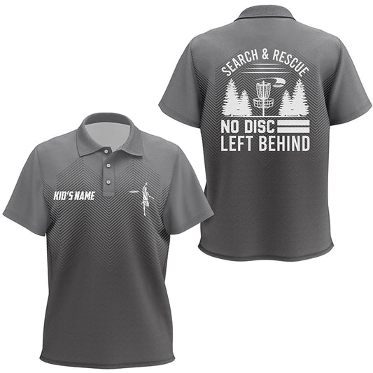 Search & Rescue Grey Geometric Pattern Kids Disc Golf Polo Shirts Cool Unisex Disc Golf Shirts For Kid LDT0517