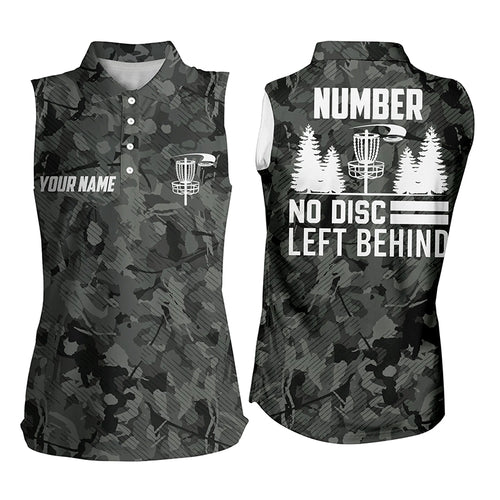 Retro Grey Camo Disc Golf Womens Sleeveless Polo Shirt Camouflage Disc Golf Shirt For Women Golf Gift LDT0522