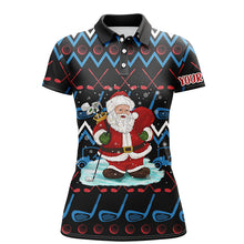 Load image into Gallery viewer, Santa Golf Clubs Ugly Christmas Womens Golf Polo Shirt Custom Golf Tops For Women Golf Gifts LDT1041