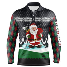 Load image into Gallery viewer, Golf Santa Argyle Pattern Christmas Golf Mens Polo Shirts Custom Golf Shirts For Men Golf Gifts LDT0852