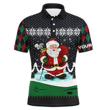 Load image into Gallery viewer, Golf Santa Argyle Pattern Christmas Golf Mens Polo Shirts Custom Golf Shirts For Men Golf Gifts LDT0852