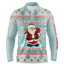 Load image into Gallery viewer, Golf Santa Christmas Mens Polo Shirt Custom Cool Mint Golf Shirts For Men Christmas Golf Gifts LDT0858