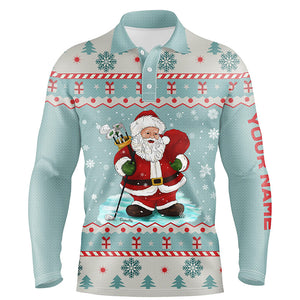 Golf Santa Christmas Mens Polo Shirt Custom Cool Mint Golf Shirts For Men Christmas Golf Gifts LDT0858