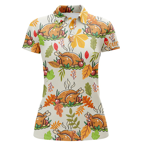 Turkey Thanksgiving Funny Golf Tops Autumn Leaves Customized Golf Shirts For Women Golf Gifts LDT0879