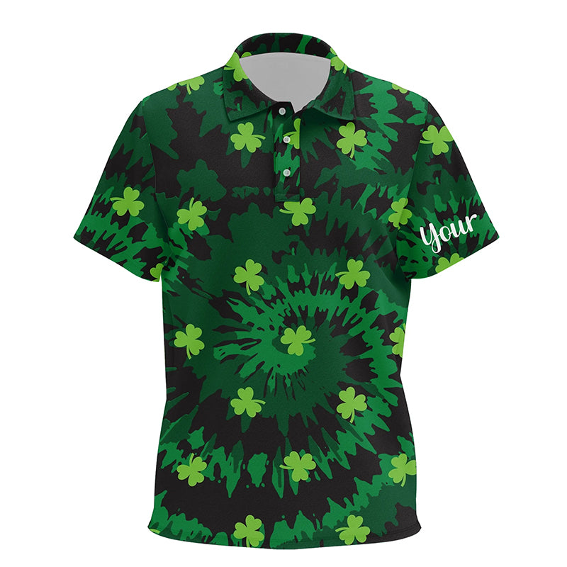 Green Tie Dye Kids Golf Polo Shirt Green Clover St Patrick Day Custom Kid Golf Shirts Golfing Gifts LDT1254