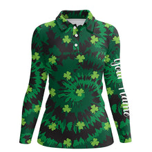 Load image into Gallery viewer, Tie Dye Womens Golf Polo Shirt Green Clover St Patrick Day Custom Golf Shirts Golfing Gifts LDT1254