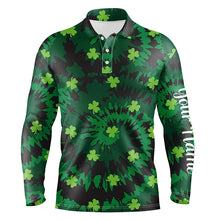 Load image into Gallery viewer, Tie Dye Mens Golf Polo Shirt Green Clover St Patrick Day Custom Mens Golf Shirts Golfing Gifts LDT1254