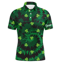 Load image into Gallery viewer, Tie Dye Mens Golf Polo Shirt Green Clover St Patrick Day Custom Mens Golf Shirts Golfing Gifts LDT1254