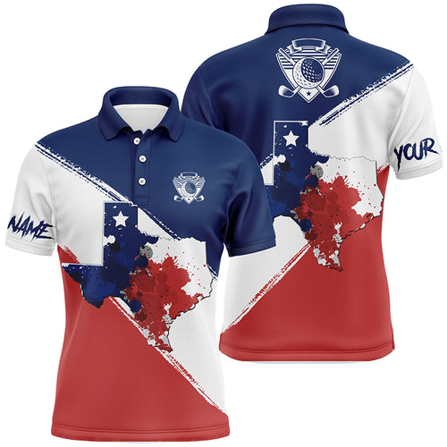 Texas Flag All Over Print Polo Golf Shirts For Men, Texas Map And Flag Polo Shirt, Patriotic Shirts LDT0067