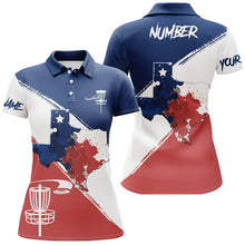 Load image into Gallery viewer, Texas Flag Watercolor Polo Disc Golf Shirts For Women Texas Map &amp; Flag Patriotic Golf Gifts LDT0270