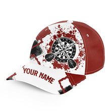 Load image into Gallery viewer, Red White Personalized Darts Hat Customized Name Darts Cap For Dart Team Darts Gift LDT1285