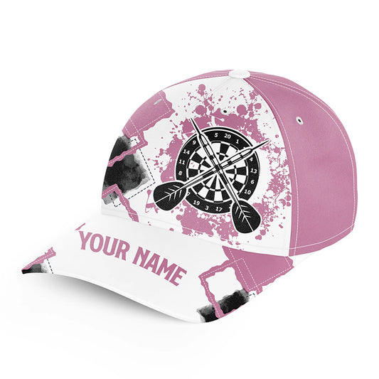 Pink White Personalized Darts Hat Customized Name Cute Darts Cap For Women Darts Gift LDT1286