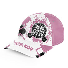 Load image into Gallery viewer, Pink White Personalized Darts Hat Customized Name Cute Darts Cap For Women Darts Gift LDT1286