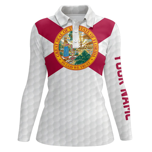 Florida Flag Personalized Golf Pattern Polo Shirts Patriotic Golf Shirts For Women Golf Gifts LDT0276