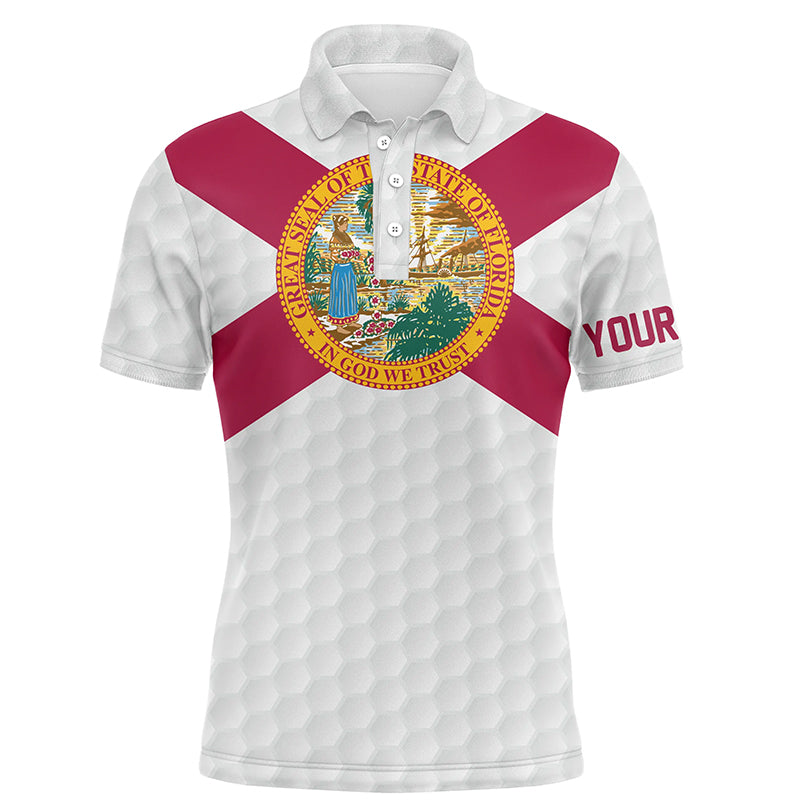 Florida Flag Personalized Golf Pattern Mens Polo Shirts Patriotic Golf Shirts For Men, Golf Gifts LDT0276