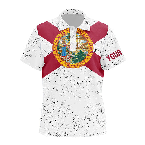 Florida Flag Personalized White Grunge Kids Polo Shirt Patriotic Unisex Golf Shirts For Kid Golf Gifts LDT0277
