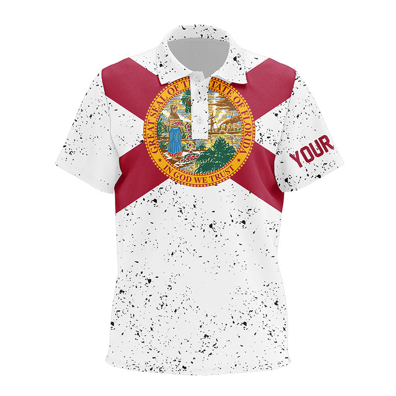 Florida Flag Personalized White Grunge Kids Polo Shirt Patriotic Unisex Golf Shirts For Kid Golf Gifts LDT0277