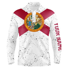 Load image into Gallery viewer, Florida Flag Personalized White Grunge Mens Polo Shirts Patriotic Golf Shirts For Men Golf Gifts LDT0277