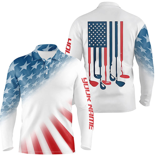 Gradient American Flag Mens Golf Polo Shirts Patriotic Usa Golf Shirts For Men Cool Golf Gifts LDT0278