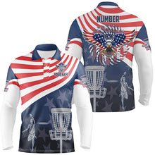 Load image into Gallery viewer, American Flag Mens Disc Golf Polo Shirts Patriotic Us Eagle Custom Disc Golf Shirts For Men LDT0280