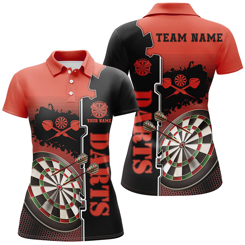 Personalized Red Black Darts Polo Shirt Custom Darts Shirt For Women D ...