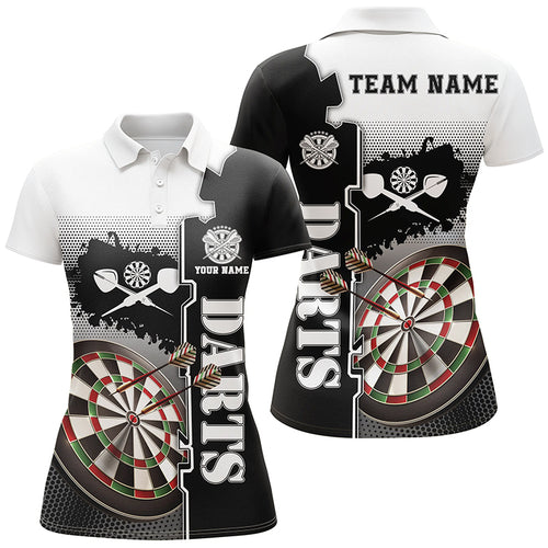 Personalized White Black Darts Polo Shirt Custom Darts Shirt For Women Darts Team Jersey LDT1295