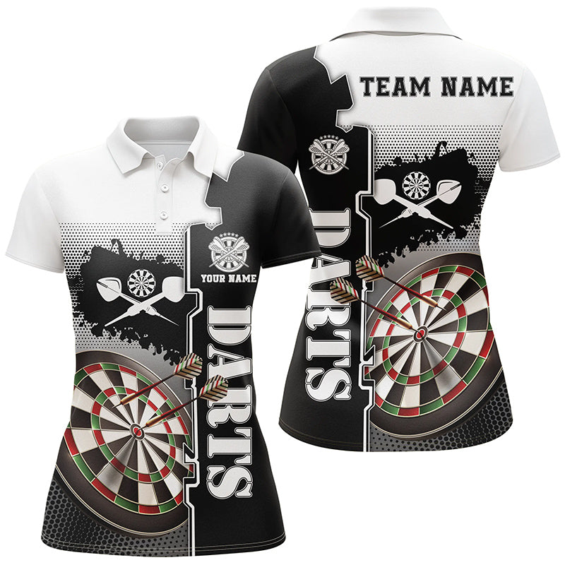 Personalized White Black Darts Polo Shirt Custom Darts Shirt For Women Darts Team Jersey LDT1295
