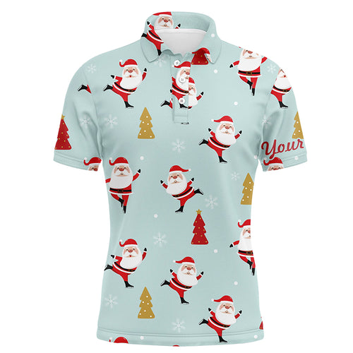 Christmas Pattern With Christmas Tree And Santa Mens Golf Polo Shirts Funny Golf Shirts For Men LDT0613