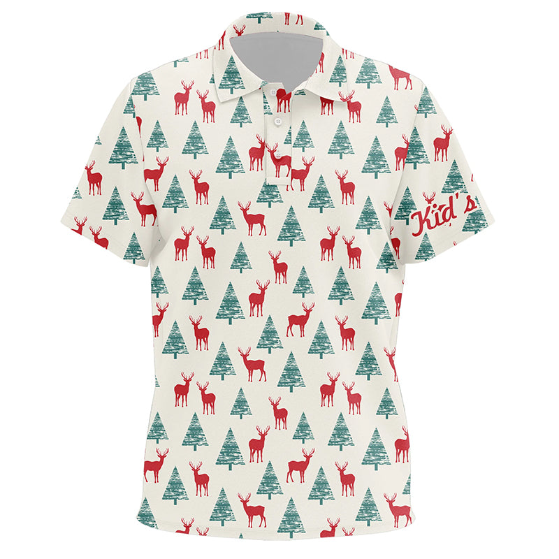 Deer In The Forest Kids Christmas Golf Polo Shirt Custom Golf Shirts For Kid Golf Gifts LDT0616