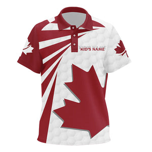 Canada Flag Kids Golf Shirt Golf Pattern Red White Golf Polo Shirts For Kid Patriotic Golf Tops LDT0908