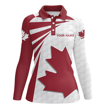 Load image into Gallery viewer, Canada Flag Golf Shirts Golf Pattern Red White Golf Polo Shirts For Women Patriotic Golf Tops LDT0908