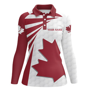 Canada Flag Golf Shirts Golf Pattern Red White Golf Polo Shirts For Women Patriotic Golf Tops LDT0908