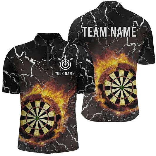 Customized Flame Darts Quarter Zip Shirt Thunder Lightning Dart Shirt For Men Dart Jerseys LDT0633