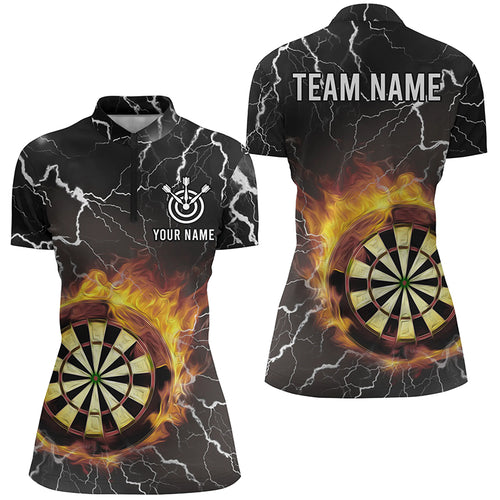 Customized Flame Darts Quarter Zip Shirt Thunder Lightning Dart Shirt For Women Dart Jersey LDT0633