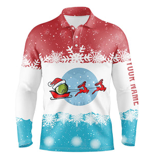 Reindeers Christmas Red Blue Mens Golf Polo Shirt Christmas Golf Shirts For Men Golf Gifts LDT0643