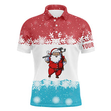 Load image into Gallery viewer, Santa Playing Golf Red Blue Mens Polo Shirt Christmas Golf Shirts For Men Golf Gifts LDT0644