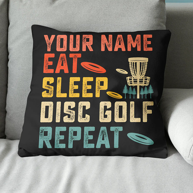 Eat Sleep Disc Golf Repeat Custom Pillow Personalized Disc Golf Gifts LDT1136