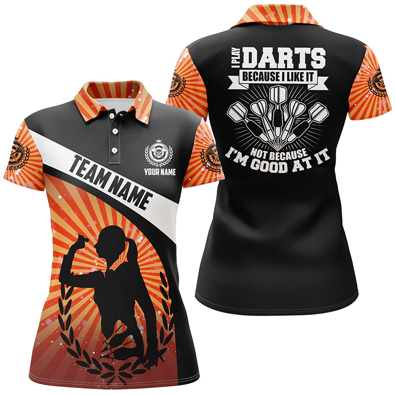 I Play Darts Because I Like It Orange Halo Women Darts Polo Shirt Dart Jerseys For Women LDT0669