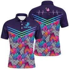 Load image into Gallery viewer, Heart Beat Flamingo Multicolor Tropical Mens Golf Polo Shirts Custom Golf Shirts For Men LDT0673