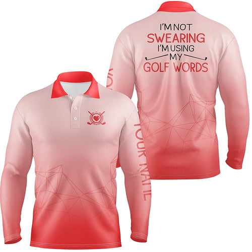 I'm Not Swearing I'm Using My Golf Words Gradient Orange Golf Polo Shirts For Men LDT0387