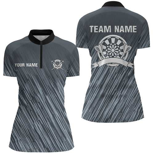 Personalized Darts Silver Stars Quarter-Zip Shirt Custom Cool Blue Darts Jersey For Women LDT0394