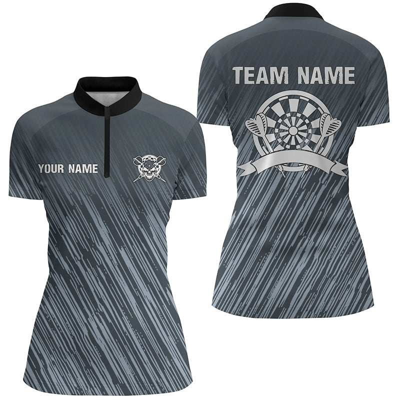 Personalized Darts Silver Stars Quarter-Zip Shirt Custom Cool Blue Darts Jersey For Women LDT0394