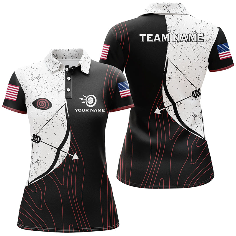 Personalized  Funny Eyes Archery Bows Grunge Style Women Polo Shirts Custom Archery Shirts Design TDM0449